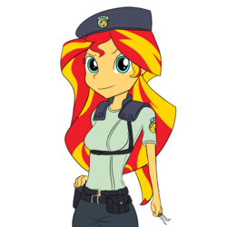 Size: 1000x1000 | Tagged: safe, artist:a_simplepony, sunset shimmer, equestria girls, g4, clothes, cosplay, costume, female, jill valentine, resident evil, solo