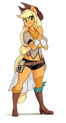Size: 837x1540 | Tagged: safe, artist:skecchiart, applejack, earth pony, anthro, plantigrade anthro, g4, appleyang, clothes, cosplay, costume, female, rwby, simple background, solo, white background, yang xiao long