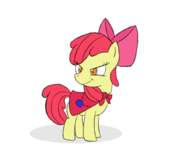 Size: 950x807 | Tagged: dead source, safe, artist:pentrig, apple bloom, earth pony, pony, g4, cape, clothes, cmc cape, colored sketch, female, simple background, sketch, solo, white background