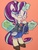 Size: 960x1280 | Tagged: safe, artist:mosamosa_n, starlight glimmer, sunburst, pony, unicorn, semi-anthro, g4, arm hooves, bag, bipedal, bottle, clothes, cute, female, glasses, glimmerbetes, glowing horn, horn, jacket, keychain, magic, mare, pleated skirt, shoes, skirt, socks, solo, telekinesis