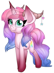 Size: 2971x3955 | Tagged: safe, artist:partypievt, oc, oc only, oc:rainbow star, hybrid, cute, gradient hooves, gradient mane, high res, looking at you, simple background, smiling, solo, transparent background, wingding eyes