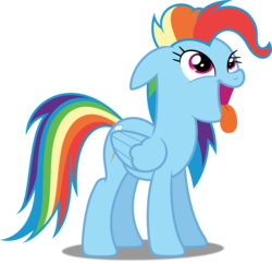 Size: 5000x4847 | Tagged: safe, artist:dashiesparkle, artist:yanoda, rainbow dash, g4, newbie dash, .svg available, absurd resolution, behaving like a dog, behaving like pinkie pie, dynamic dash, female, open mouth, panting, simple background, solo, tongue out, transparent background, vector