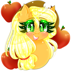 Size: 2000x2000 | Tagged: safe, artist:audra-hime, applejack, g4, blushing, bust, female, heart eyes, high res, portrait, solo, wingding eyes