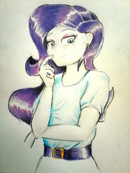 Size: 1920x2560 | Tagged: safe, artist:nolyanimeid, rarity, equestria girls, g4, clothes, dress, female, solo, traditional art