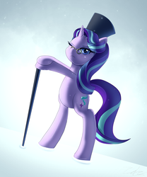 Size: 1800x2160 | Tagged: safe, artist:zelc-face, snowfall frost, starlight glimmer, a hearth's warming tail, g4, a christmas carol, cane, ebenezer scrooge, female, glasses, hat, hilarious in hindsight, solo, spectacles, that was fast, top hat