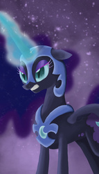 Size: 1024x1791 | Tagged: safe, artist:malwilegoface, nightmare moon, g4, female, floppy ears, gritted teeth, magic, solo