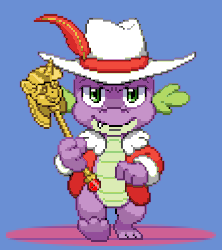 Size: 448x504 | Tagged: safe, artist:nauth, spike, g4, animated, clothes, hat, like a boss, male, pimp, pimpin' ain't easy, pixel art, scepter, solo, twilight scepter