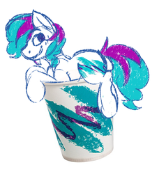 Size: 1024x1125 | Tagged: safe, artist:ruef, oc, oc only, oc:solo jazz, cup, looking at you, simple background, smiling, solo, solo jazz, solo jazz cup, white background