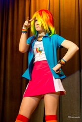 Size: 682x1024 | Tagged: safe, artist:lunatica, rainbow dash, human, equestria girls, g4, clothes, cosplay, costume, irl, irl human, photo, ponyradiocon