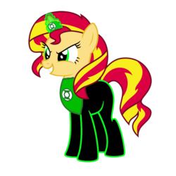 Size: 1152x1152 | Tagged: safe, artist:jeatz-axl, artist:motownwarrior01, sunset shimmer, pony, unicorn, g4, dc comics, female, green lantern, green lantern (comic), green lantern corps, horn, horn ring, simple background, solo, transparent background