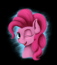 Size: 3500x4000 | Tagged: safe, artist:skitsroom, pinkie pie, g4, bust, colored pupils, female, high res, portrait, solo, wink