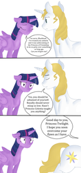 Size: 1280x2715 | Tagged: safe, artist:jbond, artist:silfoe, color edit, edit, prince blueblood, twilight sparkle, alicorn, pony, unicorn, royal sketchbook, g4, angry, colored, comic, dialogue, eyes closed, female, floppy ears, male, mare, stallion, translation, twilight sparkle (alicorn)