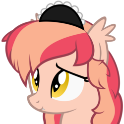 Size: 3000x3000 | Tagged: safe, artist:besttubahorse, oc, oc only, oc:pink lemonade, bat pony, pony, base used, clothes, commission, high res, maid, simple background, solo, transparent background, vector