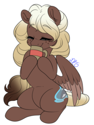 Size: 1200x1600 | Tagged: safe, artist:dragonfoxgirl, oc, oc only, oc:sweet mocha, pegasus, pony, coffee, female, mare, simple background, solo, transparent background