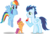 Size: 10026x6904 | Tagged: safe, artist:jpokebrony, rainbow dash, scootaloo, soarin', pony, g4, absurd resolution, female, male, marriage proposal, old cutie mark, ring, ship:soarindash, shipping, simple background, straight, transparent background, wedding ring