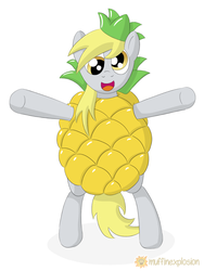 Size: 1200x1600 | Tagged: safe, artist:muffinexplosion, derpy hooves, pony, g4, bipedal, clothes, costume, female, food, food costume, pineapple, pineapple costume, simple background, solo, white background