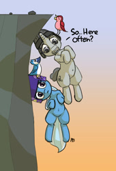 Size: 1280x1880 | Tagged: safe, artist:pabbley, hoofdini, trixie, bird, pony, unicorn, g4, no second prances, belly button, female, helmet, mare, stuck