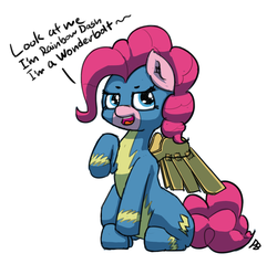 Size: 1280x1226 | Tagged: safe, artist:pabbley, pinkie pie, g4, clothes, fake wings, female, solo, wonderbolts uniform