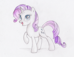 Size: 2240x1750 | Tagged: safe, artist:vird-gi, rarity, pony, g4, female, raised hoof, solo, traditional art