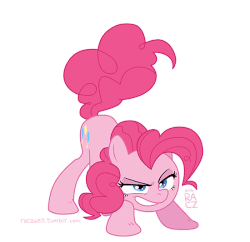 Size: 550x533 | Tagged: safe, artist:raczwell, pinkie pie, g4, animated, blinking, female, solo, this will end in pouncing, twitchy tail