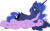 Size: 6160x3790 | Tagged: safe, artist:90sigma, artist:silfoe, princess luna, twilight sparkle, alicorn, pony, g4, absurd resolution, caress, closed mouth, ethereal hair, ethereal mane, ethereal tail, eye contact, female, folded wings, lesbian, lidded eyes, looking at each other, looking at someone, looking down, looking up, lying down, missing accessory, on back, prone, ship:twiluna, shipping, simple background, smiling, sparkly mane, sparkly tail, starry mane, starry tail, tail, transparent background, twilight sparkle (alicorn), vector, wings