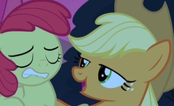 Size: 1102x673 | Tagged: safe, screencap, apple bloom, applejack, g4, sleepless in ponyville, misleading thumbnail, not what it looks like, out of context
