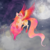 Size: 1600x1600 | Tagged: safe, artist:niniibear, oc, oc only, pegasus, pony, adoptable, clean, cute, ear fluff, food, galaxy, galaxy mane, galaxy pony, galaxyoc, moon, night, orange, pink, purple, red, solo, space, unshorn fetlocks, yellow