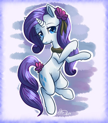 Size: 2450x2800 | Tagged: safe, artist:mimkage, rarity, pony, g4, bipedal, female, flower, flower in hair, high res, solo, tail bow