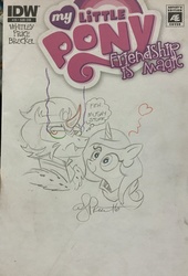 Size: 1024x1504 | Tagged: safe, artist:andy price, idw, king sombra, radiant hope, pony, unicorn, g4, andy you magnificent bastard, cover, dialogue, female, heart, horn, male, mare, ship:hopebra, shipping, straight, traditional art