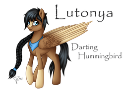 Size: 1639x1269 | Tagged: safe, artist:puggie, oc, oc only, oc:lutonya, pegasus, pony, adoptable, braid, looking at you, markings, neckerchief, simple background, solo, white background