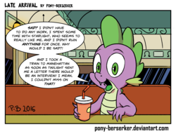 Size: 1180x900 | Tagged: safe, artist:pony-berserker, spike, g4, the saddle row review, comic, male, single panel, solo