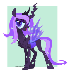 Size: 3751x4039 | Tagged: safe, artist:wicklesmack, oc, oc only, oc:queen orchid, changeling, changeling queen, changeling queen oc, female, purple changeling, solo