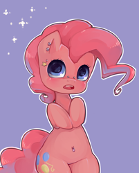 Size: 1896x2355 | Tagged: safe, artist:misukitty, pinkie pie, pony, g4, belly button, belly piercing, bellyring, bipedal, female, piercing, solo
