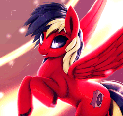 Size: 500x472 | Tagged: safe, artist:rodrigues404, oc, oc only, oc:scarlet sound, pegasus, pony, animated, solo