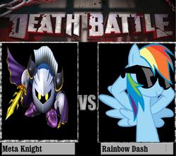 Size: 1338x1183 | Tagged: safe, artist:keyblademagicdan, rainbow dash, g4, death battle, exploitable meme, kirby (series), meme, meta knight