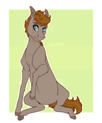 Size: 540x650 | Tagged: safe, alternate version, artist:knifebun, oc, oc only, oc:lardon, pony, blushing, heart eyes, hoers, male, solo, stallion, wingding eyes