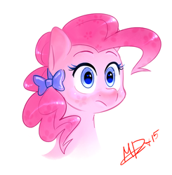 Size: 615x628 | Tagged: safe, artist:megadisia, pinkie pie, g4, bust, cute, diapinkes, female, hair bow, heart eyes, portrait, simple background, solo, white background, wingding eyes