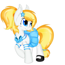 Size: 1024x1024 | Tagged: safe, artist:pvrii, oc, oc only, oc:star shooter, clothes, mary janes, pleated skirt, ponytail, schoolgirl, shoes, simple background, skirt, socks, solo, transparent background, watermark