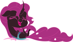 Size: 1901x1091 | Tagged: safe, artist:zacatron94, oc, oc only, oc:sugar bash, changeling, chibi, purple changeling, solo