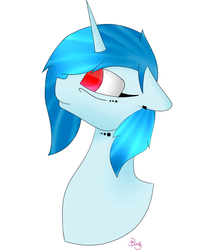 Size: 860x1000 | Tagged: safe, artist:birdyboop, oc, oc only, oc:bird song, pony, unicorn, bust, portrait, red eyes, solo