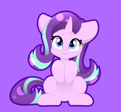 Size: 800x738 | Tagged: safe, artist:sohmasatori, starlight glimmer, pony, unicorn, g4, cute, female, glimmerbetes, heart eyes, hnnng, mare, purple background, simple background, solo, wingding eyes