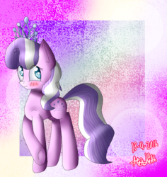 Size: 763x807 | Tagged: safe, artist:alexandriaccahuay, diamond tiara, g4, blushing, female, raised hoof, solo