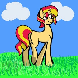 Size: 1080x1080 | Tagged: safe, artist:goldenled, sunset shimmer, pony, unicorn, g4, female, missing cutie mark, simple background, solo
