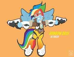 Size: 3300x2550 | Tagged: safe, artist:inspectornills, rainbow dash, g4, analiz sánchez, crossover, female, high res, latin american, overwatch, rainbow tracer, solo, tracer, voice actor joke