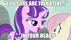 Size: 800x450 | Tagged: safe, fluttershy, starlight glimmer, g4, the cutie map, dissidia, final fantasy, image macro, kefka palazzo, meme, quote, s5 starlight
