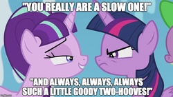 Size: 800x450 | Tagged: safe, edit, edited screencap, screencap, spike, starlight glimmer, twilight sparkle, alicorn, pony, unicorn, g4, the cutie re-mark, final fantasy, final fantasy vi, image macro, kefka palazzo, meme, quote, twilight sparkle (alicorn)