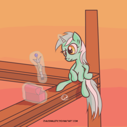 Size: 1024x1024 | Tagged: safe, artist:chaosmalefic, lyra heartstrings, pony, g4, doctor who, female, glowing horn, horn, magic, solo, sonic screwdriver, telekinesis