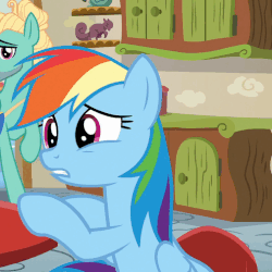 Size: 505x505 | Tagged: safe, screencap, rainbow dash, zephyr breeze, pegasus, pony, flutter brutter, g4, animated, female, male, mare, rainbow dash is best facemaker, solo focus, stallion