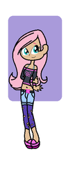 Size: 226x576 | Tagged: safe, artist:obeliskgirljohanny, fluttershy, human, g4, cute, female, humanized, looking at you, solo