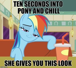 Size: 557x500 | Tagged: safe, edit, edited screencap, screencap, rainbow dash, pony, g4, the saddle row review, caption, faic, female, image macro, implied sex, innuendo, looking at you, mare, meme, netflix and chill, out of context, rainbow dash is best facemaker, smug, smugdash, solo